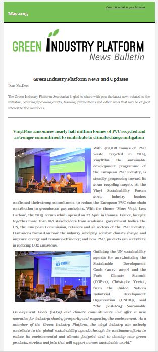 Vsf 2015 in Green Industry Platform News and Updates