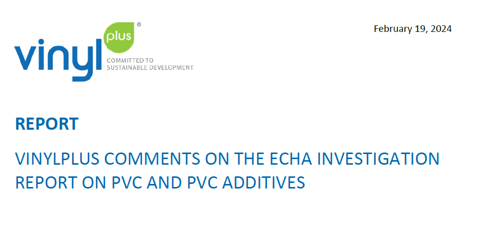 VinylPlus responds to the ECHA investigation report on PVC and PVC additives